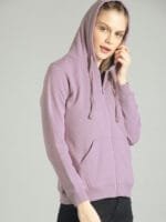 The Roadster Lifestyle Co Women Lavender Solid Hooded Sweatshirt