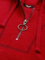 The Roadster Lifestyle Co Women Red Solid Hooded Sweatshirt